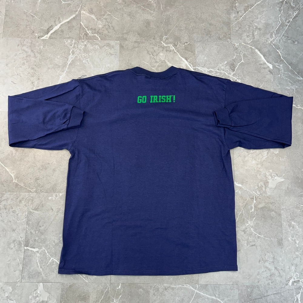Vintage Notre Dame Fighting Irish Graphic Tee Mens XL Deadstock Long Sleeve - Picture 2 of 8
